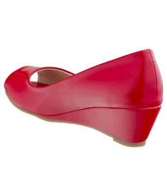 SHERRIF SHOES Women's Red Wedge Heel Pumps  3