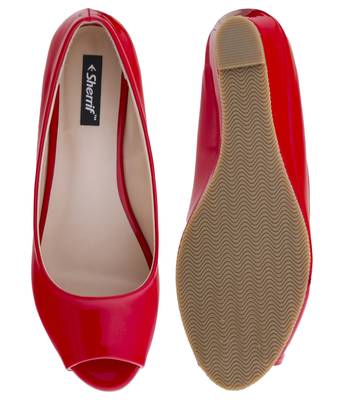 SHERRIF SHOES Women's Red Wedge Heel Pumps  4