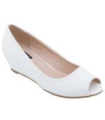 SHERRIF SHOES Women's White Wedge Heel Pumps 