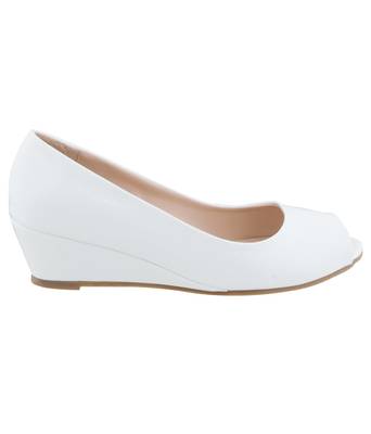 SHERRIF SHOES Women's White Wedge Heel Pumps  2