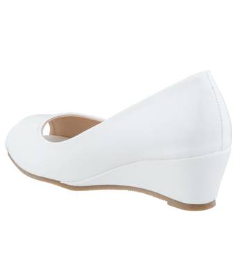 SHERRIF SHOES Women's White Wedge Heel Pumps  3
