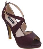 SHERRIF SHOES Women's Maroon Stiletto Heel Sandals 
