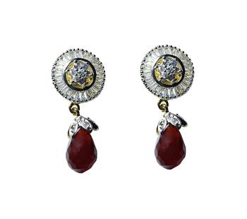 Beautiful Red Stone Baguette Setting Earring 1