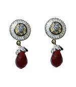 Beautiful Red Stone Baguette Setting Earring