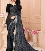 Black plain silk saree with blouse