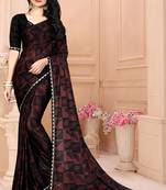 Black plain silk saree with blouse