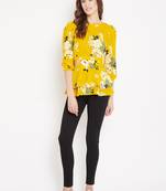 Yellow printed crepe party-tops