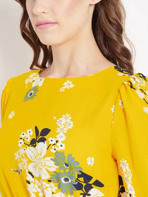 Yellow printed crepe party-tops 5