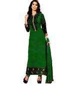 Green Embroidered Georgette Unstitched Salwar With Dupatta