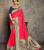 Red Poly Silk Stone Work and Jacquard Border Heavy Work Saree