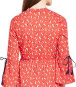 Red printed polyester long-tops