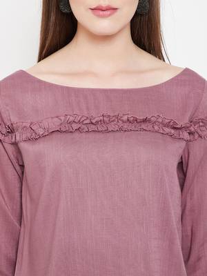 Pink plain rayon crop-tops 5