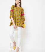 Yellow printed cotton cotton-tops