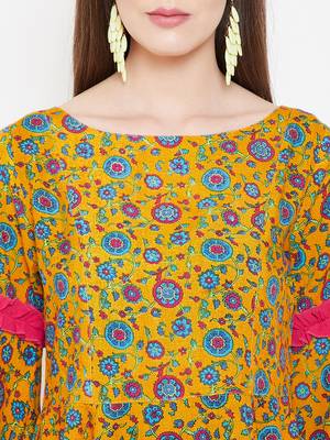 Yellow printed cotton cotton-tops 5