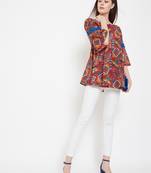 Red printed cotton cotton-tops
