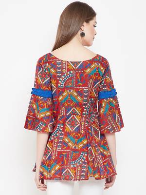 Red printed cotton cotton-tops 3