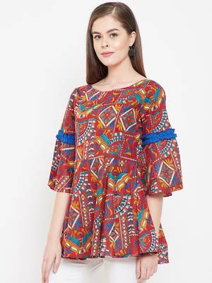 Red printed cotton cotton-tops 4