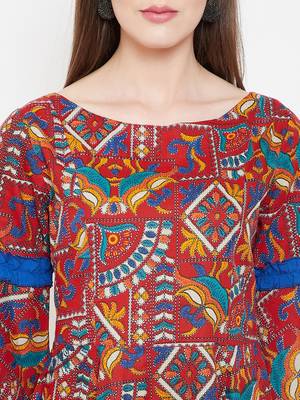 Red printed cotton cotton-tops 5