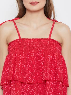Red printed crepe crop-tops 5