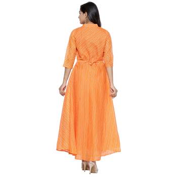 Orange Cotton Leheriya Printed Kurti 2