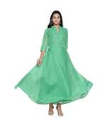 Green Cotton Leheriya Printed Kurti