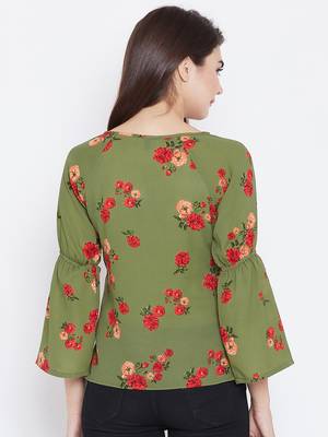 Olive printed polyester party-tops 3