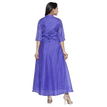 Blue Cotton Leheriya Printed Kurti 2