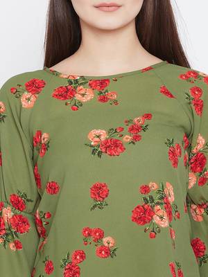 Olive printed polyester party-tops 5