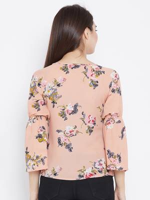 Peach printed polyester party-tops 3