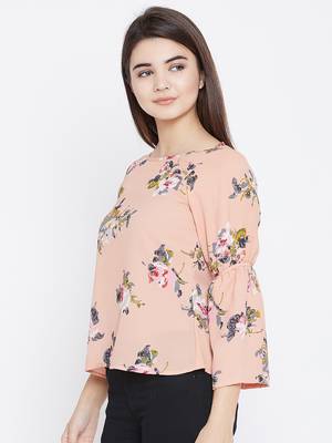 Peach printed polyester party-tops 4