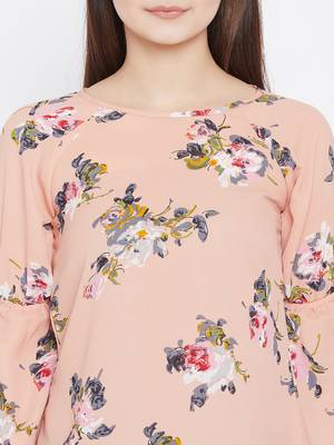 Peach printed polyester party-tops 5
