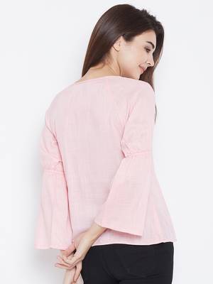 Pink plain rayon party-tops 3