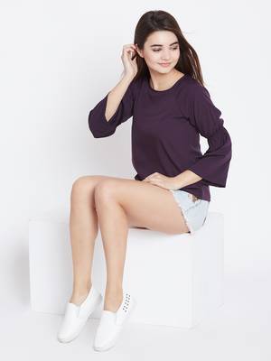 Violet plain polyester party-tops 1