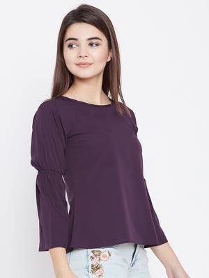Violet plain polyester party-tops 4