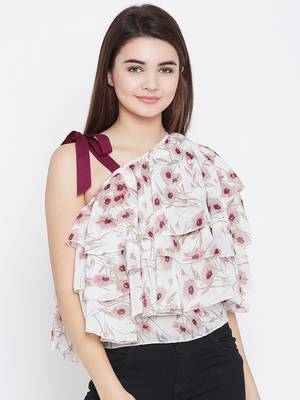 White printed polyester party-tops 2