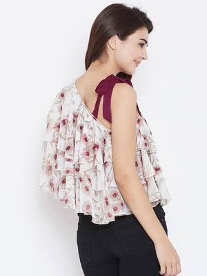 White printed polyester party-tops 3