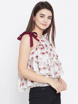 White printed polyester party-tops 4