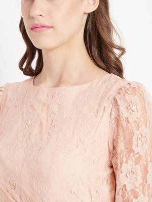 Peach embroidered net party-tops 5