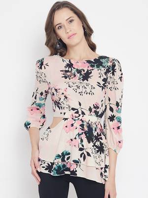 Light-brown printed crepe party-tops 1