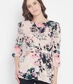 Light-brown printed crepe party-tops