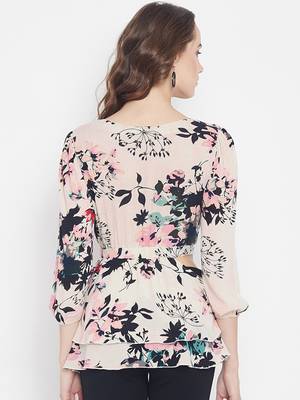 Light-brown printed crepe party-tops 3
