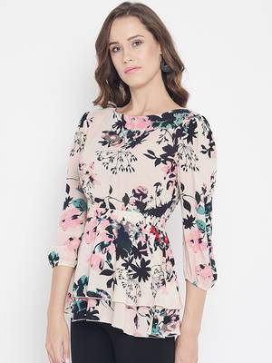 Light-brown printed crepe party-tops 4