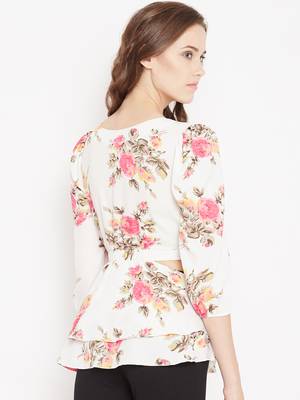 Cream printed crepe party-tops 3