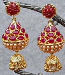 Cone Shaped Ruby Jhumka Earrings