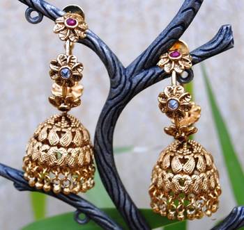 Colorful Floral Bali Jhumka Earrings 1