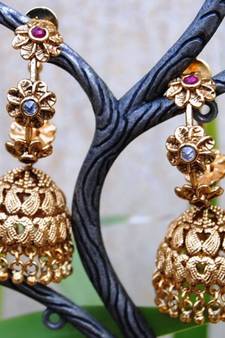Colorful Floral Bali Jhumka Earrings