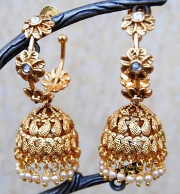Floral Pearl Bali Jhumka Earrings 1