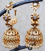 Floral Pearl Bali Jhumka Earrings