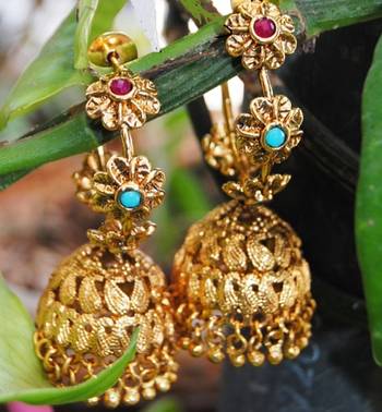Floral Colorful Bali Jhumka Earrings 1