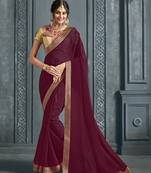 Maroon Chiffon Jacquard Border Designer Saree